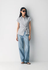 Blueprint Poplin Shirt - CRMN STRP WT/VNTG NVY