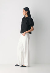 Italic Poplin Blouse - BLACK