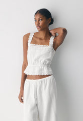 Driftline Linen Top - WHITE
