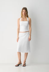 Whisper Linen Halter Top - WHITE