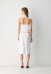 Whisper Linen Halter Top - WHITE