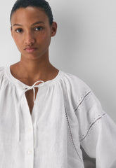 Cabana Linen Blouse - WHITE