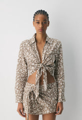 Connection Linen Blouse - FOLIO BROWN /LT BIRCH