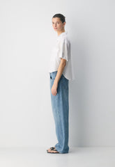 Reporter Shirt - HNDSN STRP WT/ADMIRAL