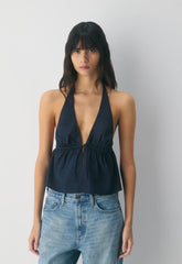 Brioche Poplin Halter Top - ADMIRAL