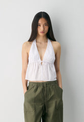 Brioche Poplin Halter Top - BRIGHT WHITE