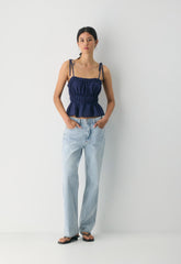 Regency Linen Camisole - HARBOUR NAVY