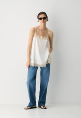 Serif Satin Camisole - LT BR/SPKLG CHMPGN