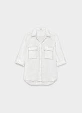 Utility Linen Shirt - WHITE/BLACK