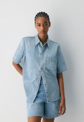 Denim Forum The '90s Vintage Shortsleeve Denim Shirt - 7 YRS BLEU TABOO