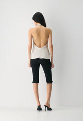 Audience Satin Halter Top - MATTE PEARL