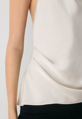 Audience Satin Halter Top - MATTE PEARL