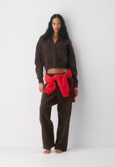 Cozy Sweatfleece Boyfriend Boxy Zip Hoodie - RICH MOCHA BROWN