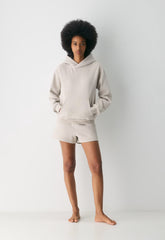 Cozy Sweatfleece Perfect Hoodie - HEATHER ECRU