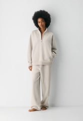 Cozy Sweatfleece Boyfriend 1/2 Zip - HEATHER ECRU