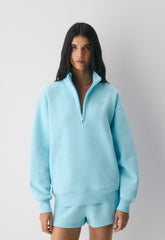 Cozy Sweatfleece Boyfriend 1/2 Zip - PANORAMA BLUE