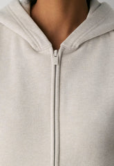 Cozy Sweatfleece Perfect Zip Hoodie - HEATHER ECRU