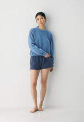 Cozy Sweatfleece Perfect Crew Sweatshirt - NO-STRESS LIGHT BLUE