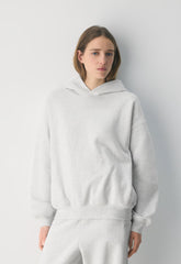 Cozy Sweatfleece Mega Hoodie - HEATHER CLOUD WHITE