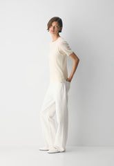 Fine Merino Wool Pasture Sweater Vest - LYCHEE WHITE