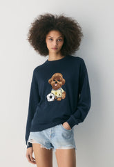 Cotton Charm™ Prep Icon Sweater - ADMIRAL/BROWN