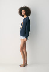 Cotton Charm™ Prep Icon Sweater - ADMIRAL/BROWN