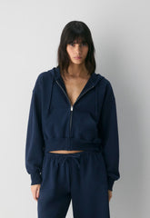 Terry Sweatfleece Boyfriend Boxy Zip Hoodie - ADMIRAL