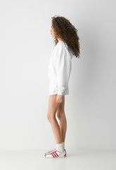 Terry Sweatfleece Boyfriend Boxy Zip Hoodie - WHITE