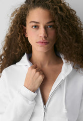 Terry Sweatfleece Boyfriend Boxy Zip Hoodie - WHITE