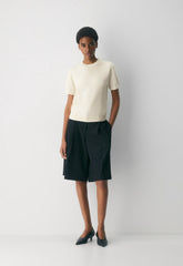 Bare Cashmere Bloor Shortsleeve Sweater - LIGHT BIRCH