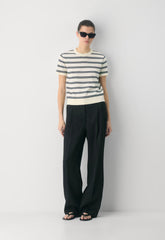 Bloor Shortsleeve Sweater - LT BIRCH/ ADMIRAL