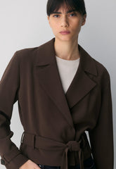 Postage Trench Coat - Sway Crepe - RICH MOCHA BROWN