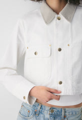 Barnett Lighweight Cropped Chore Jacket - WHITE