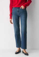 Denim Forum The Arlo Hi-Rise Straight Jean - BE ABOUT DARK BLEU