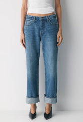Denim Forum The '90s Vintage Lo-Rise Straight Jean - 5 YRS KISS N TELL BLEU