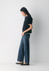 Denim Forum The Farrah Lo-Rise Wide Jean - BE ABOUT DARK BLEU