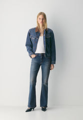 Denim Forum Denise Mid-Rise Flare Jean - VINTAGE DARK BLUE