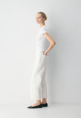 Denim Forum The Farrah Hi-Rise Wide Ankle Jean - A LITTLE WHITE LIE