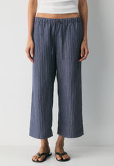 The Lodge Pant™ Cropped - CruiseLinen™ - SUSAN STRPE HRBR NV/W