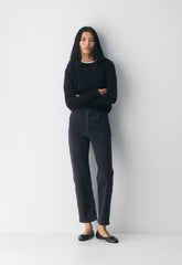 Denim Forum The Arlo Hi-Rise Straight Jean - BLACK EYELINER