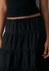 Bouquet Linen Skirt - BLACK