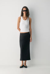 Slip Satin Maxi Skirt - BLACK