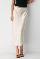 Slip Satin Maxi Skirt - METROPOLIS BEIGE
