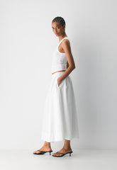 Luminary Poplin Skirt - BRIGHT WHITE