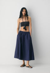 Luminary Poplin Skirt - HARBOUR NAVY