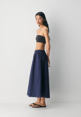 Luminary Poplin Skirt - HARBOUR NAVY
