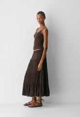 Damasque Skirt - RICH MOCHA BROWN