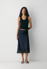 Henrietta Satin Skirt - ADMIRAL/BLACK