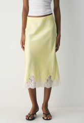 Henrietta Satin Skirt - LEMONADE/LIGHT BIRCH