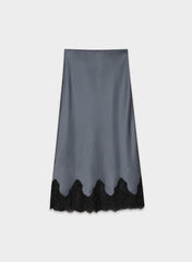 Henrietta Satin Skirt - VINTAGE NAVY/ BLACK